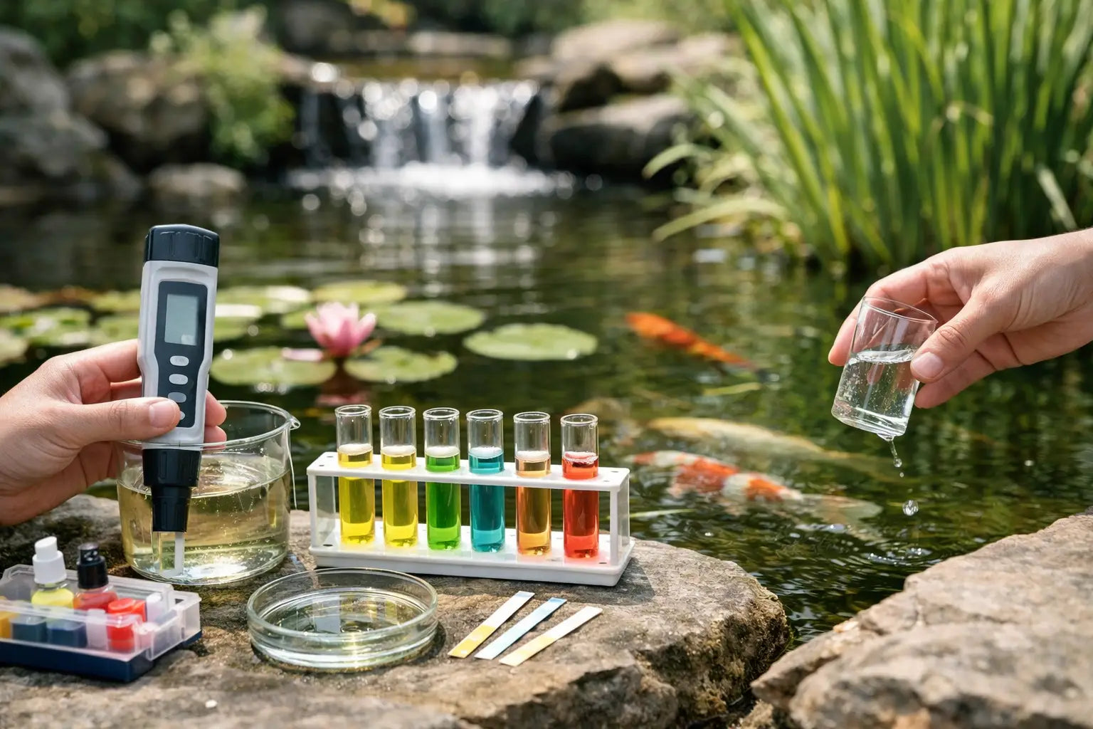 Wasserwerte im Gartenteich messen und deuten